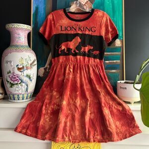 Disney The Lion King Her Universe Dress Womens Small Orange Tie Dye Skater Simba